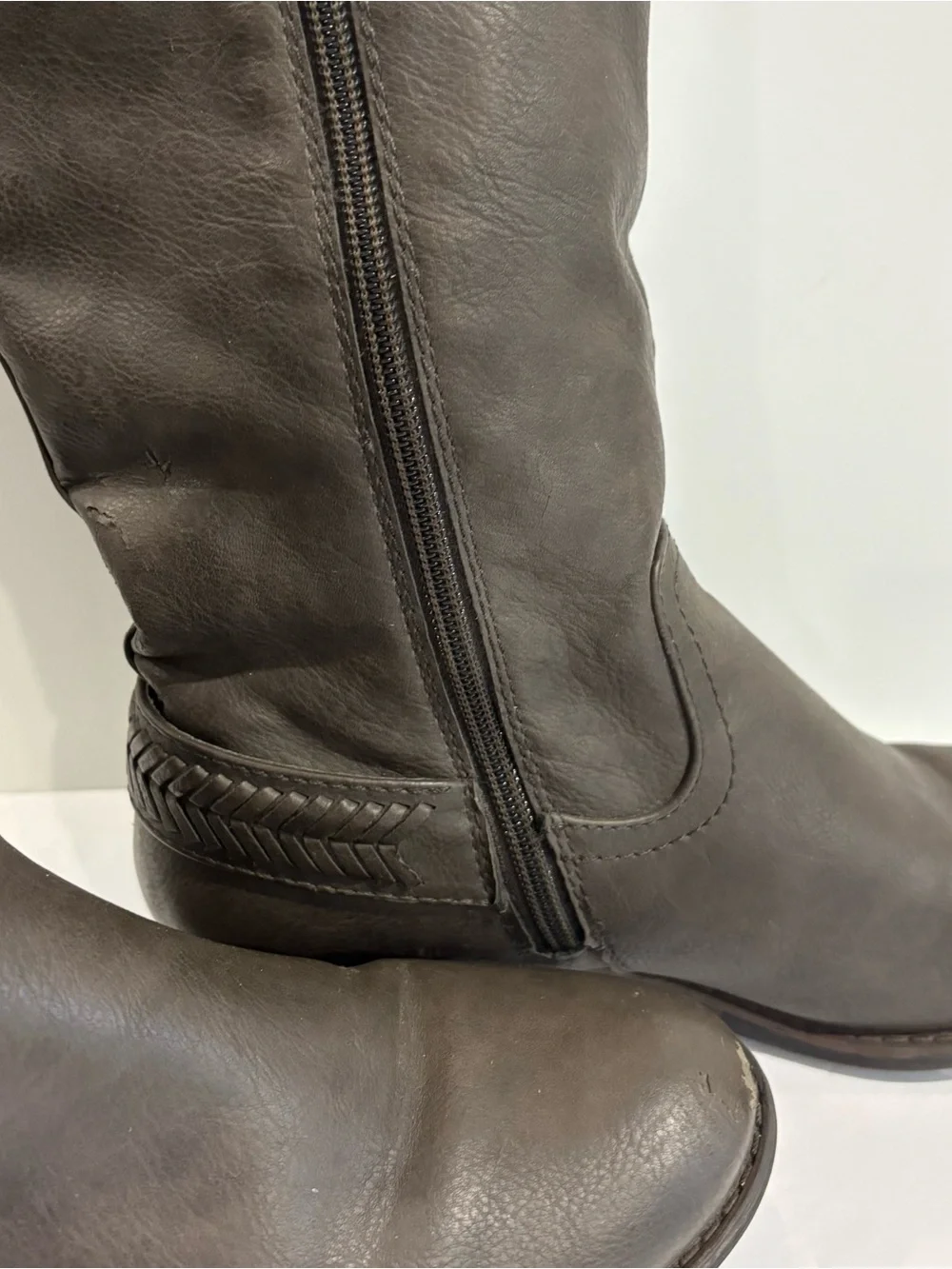 BASS‎ Adrina Gray Brown Tall Riding Boots Sz 7.5 Boho Equestrian Classic